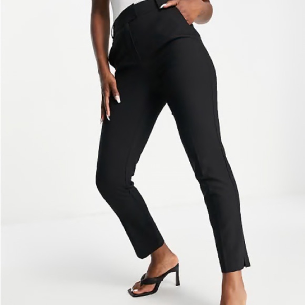 Topshop Cigarette Trouser Black Cropped Women's Pants